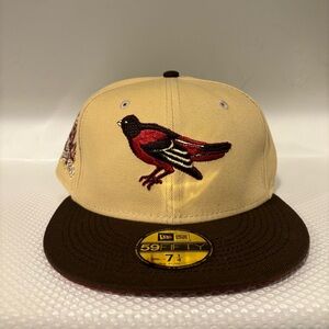 new era Fitted Hat 7 3/8 Baltimore Orioles Brown/khaki Red UV.